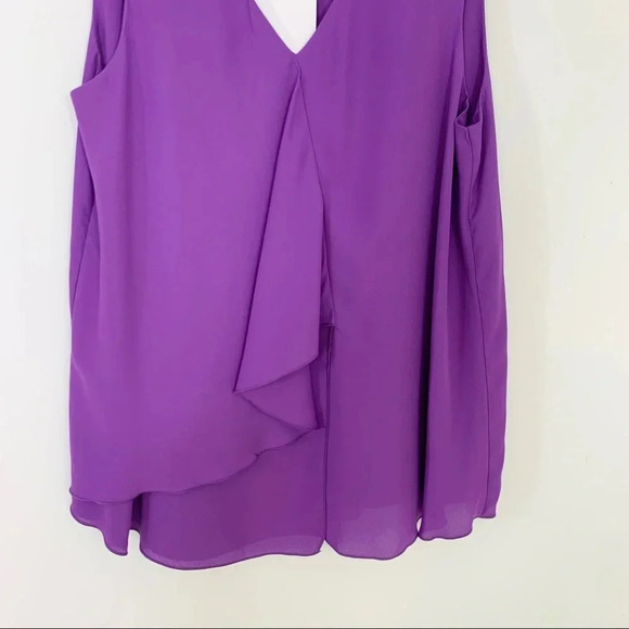 Gibson Latimer Sleeveless Ruffle Layered Front Top Purple Size S NWT - Picture 6 of 10